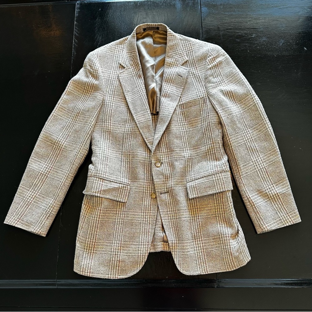 Vintage Evan Picone Size 37 Cream Blazer Retro Colorful Unique Earth Tone